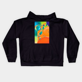 Colorful close up of oil drops in water Kids Hoodie